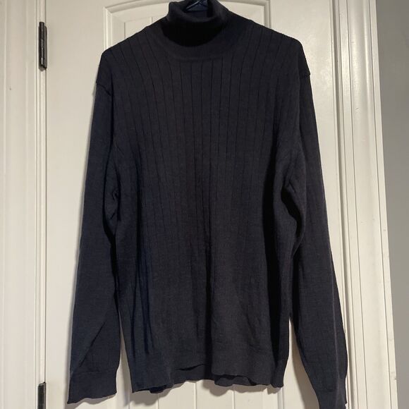 Brooks Brothers 100% Fine Italian Merino Wool Mock Neck Sweater In Navy XL - Picture 1 of 6